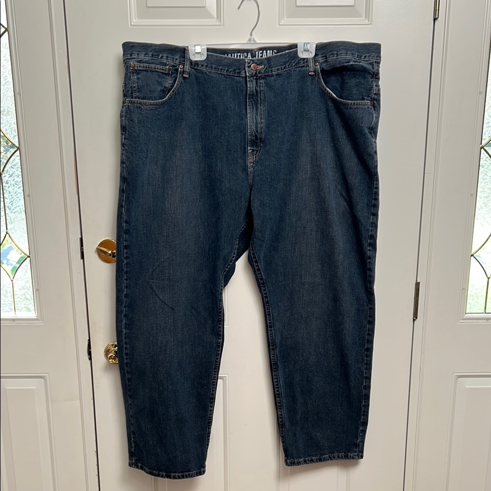 Nautica Men’s Relaxed Fit Blue Jeans.  52 x 32